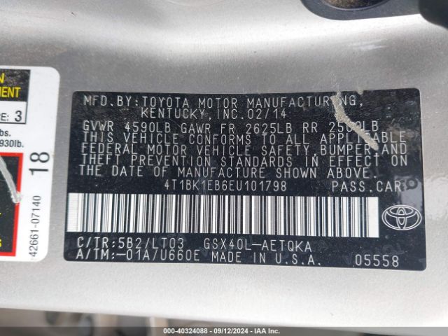4T1BK1EB6EU101798 Toyota Avalon Xle Touring