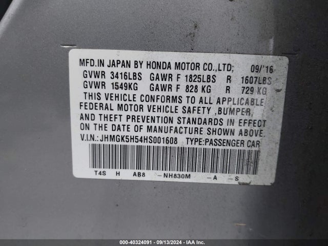 Honda FIT LX 2017 JHMGK5H54HS001608 Image 9