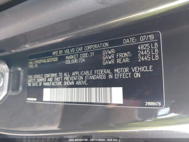 7JR102FK6LG037026 Volvo S60 T5 Momentum