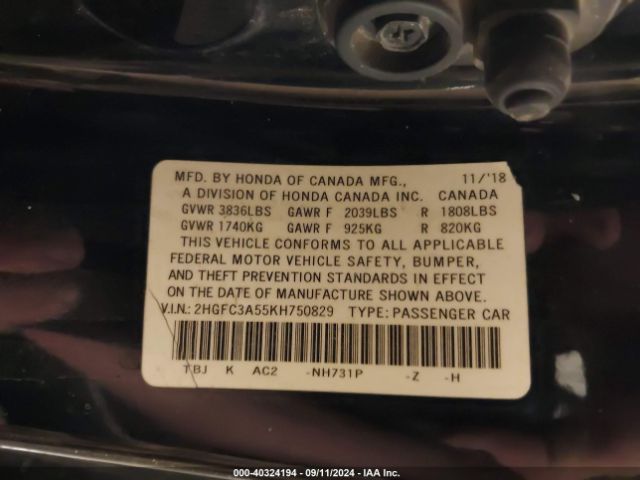 2HGFC3A55KH750829 Honda CIVIC SI