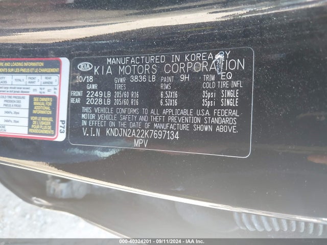 KIA g gdi 2019 KNDJN2A22K7697134 Image 9
