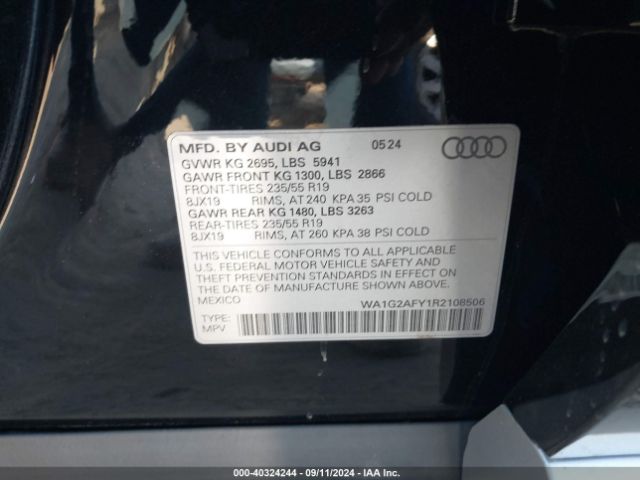 WA1G2AFY1R2108506 Audi Q5 Premium 55 Tfsi E S Line Quattro S Tronic