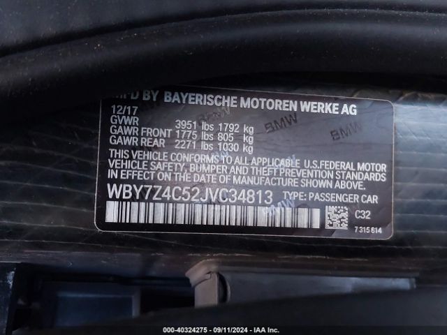 WBY7Z4C52JVC34813 BMW I3 94ah W/range Extender