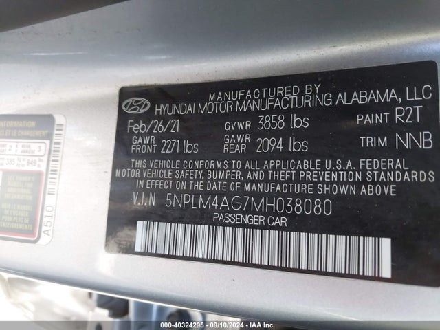 Hyundai ELANTRA SEL 2021 5NPLM4AG7MH038080 Image 9