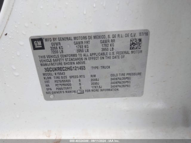 3GCUKREC2HG121493 Chevrolet Silverado 1500 2lt