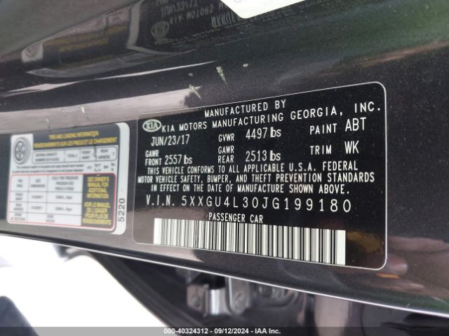 5XXGU4L30JG199180 KIA OPTIMA EX