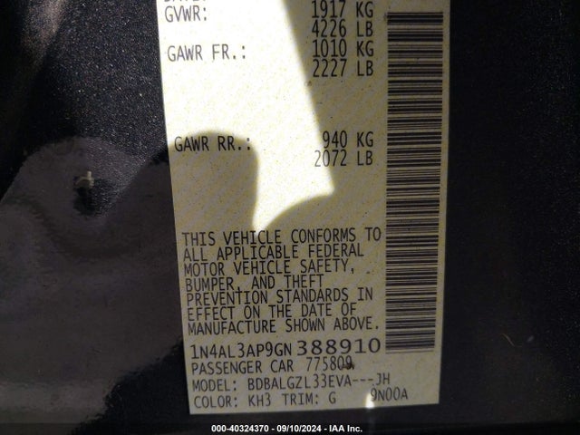 Nissan Altima 2.5 S 2016 1N4AL3AP9GN388910 Image 9