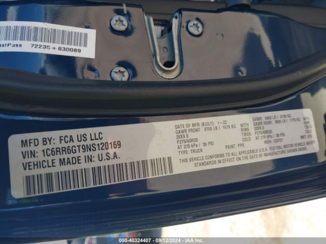 1C6RR6GT9NS120169 RAM 1500 Classic Warlock Quad Cab 4x2 6'4 Box