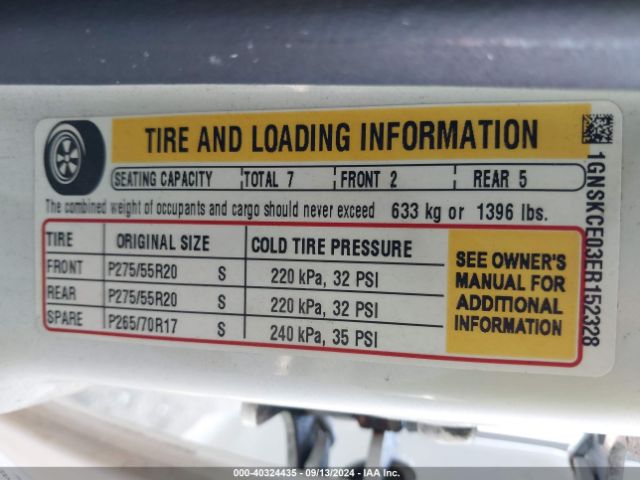 1GNSKCE03ER152328 Chevrolet Tahoe Ltz