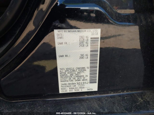 Nissan Altima 2.5 S 2019 1N4BL4BV8KN301952 Image 9
