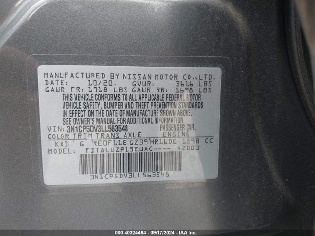 Nissan Kicks Sr Xtronic Cvt 2020 3N1CP5DV3LL563548 Image 9