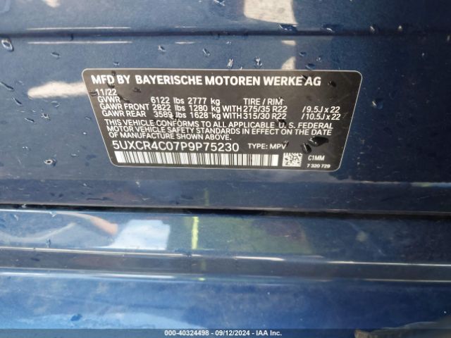 5UXCR4C07P9P75230 BMW X5 Sdrive40i