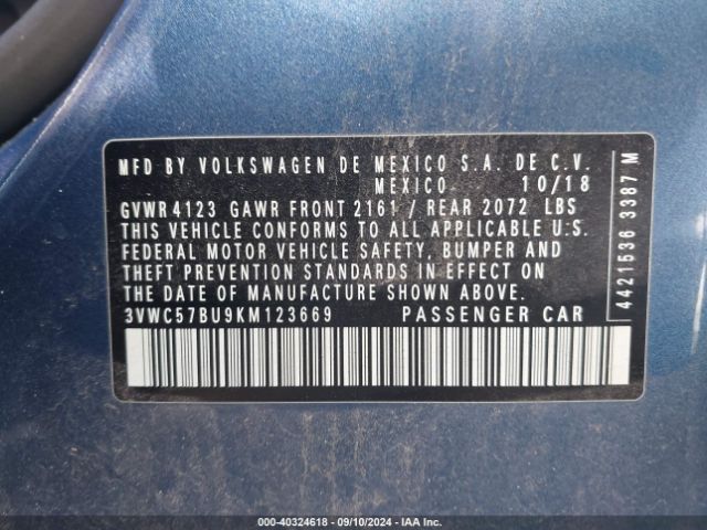 3VWC57BU9KM123669 Volkswagen Jetta 1.4t R-line/1.4t S/1.4t Se