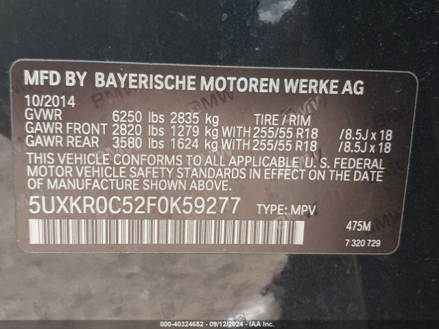 5UXKR0C52F0K59277 BMW X5 Xdrive35i