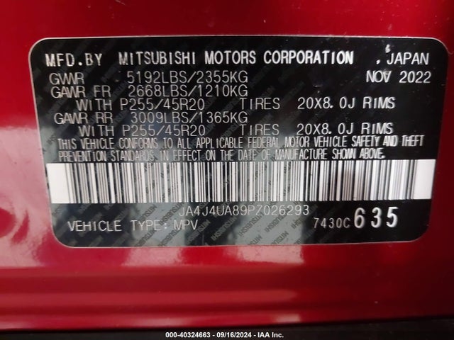 2023 MITSUBISHI OUTLANDER JA4J4UA89PZ026293 Photo 8