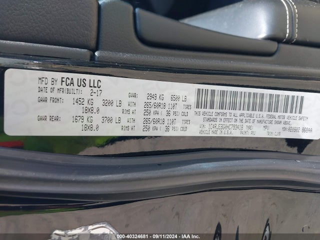 1C4RJEBG0HC793418 Jeep Grand Cherokee Limited 4x2