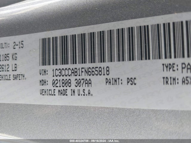 1C3CCCAB1FN665818 Chrysler 200 Limited