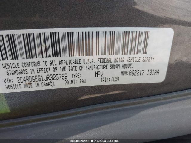 2C4RDGEG1JR323796 Dodge Grand Caravan Gt