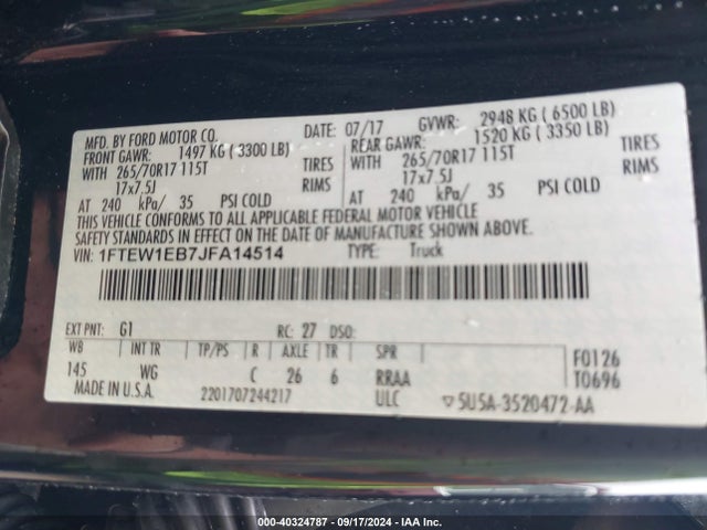 Ford F-150 Xl 2018 1FTEW1EB7JFA14514 Image 9