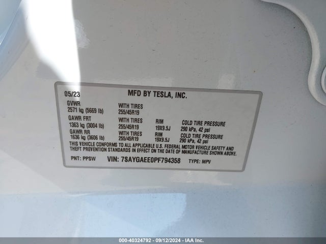 2023 TESLA MODEL Y 7SAYGAEE0PF794358 Photo 8