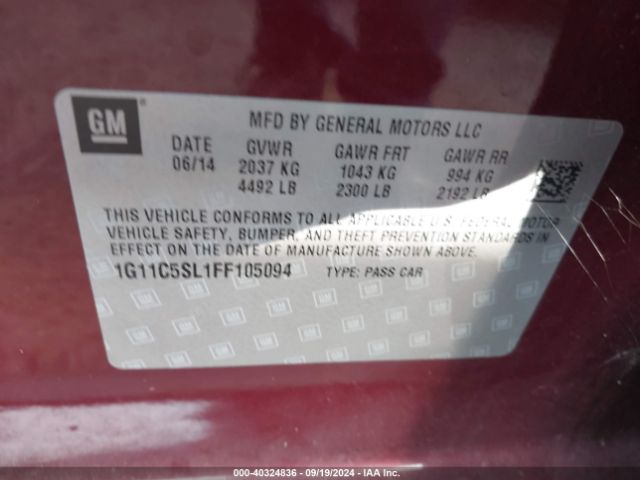 1G11C5SL1FF105094 Chevrolet MALIBU 1LT
