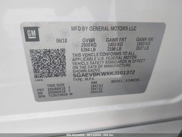 5GAEVBKWXKJ101372 Buick Enclave Awd Premium