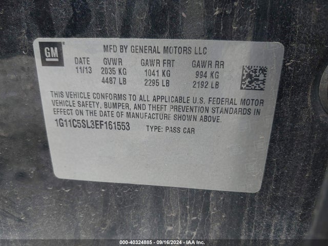 Chevrolet MALIBU 1LT 2014 1G11C5SL3EF161553 Image 9