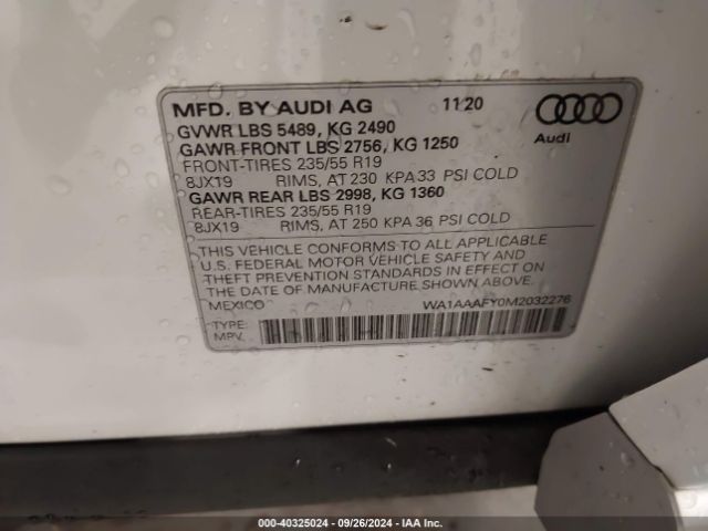 WA1AAAFY0M2032276 Audi Q5 Premium 45 Tfsi Quattro S Tronic