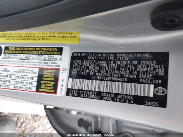 Toyota AVALON LIMITED 2014 4T1BK1EB8EU084020 Image 9