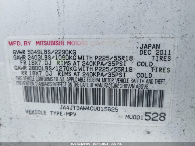 2012 MITSUBISHI OUTLANDER JA4JT3AW4CU015625 Photo 8