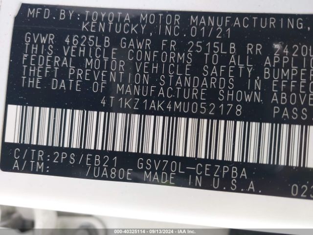 4T1KZ1AK4MU052178 Toyota CAMRY TRD