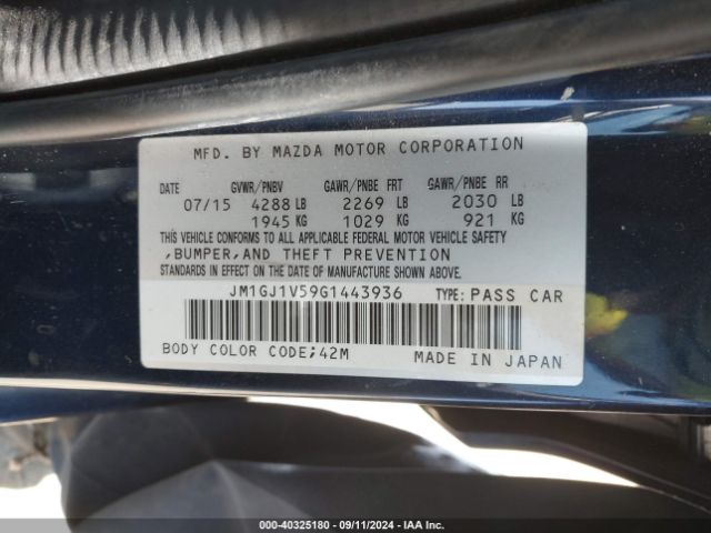 JM1GJ1V59G1443936 Mazda Mazda6 I Touring