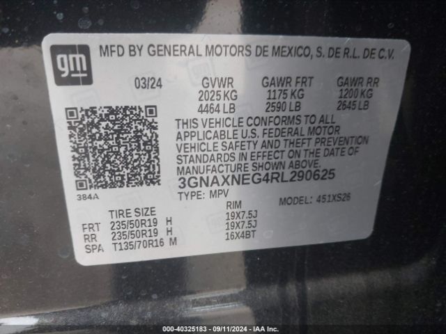 3GNAXNEG4RL290625 Chevrolet Equinox Fwd Premier