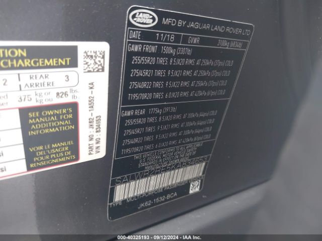 SALWR2RE5KA834653 Land Rover Range Rover Sport Supercharged Dynamic