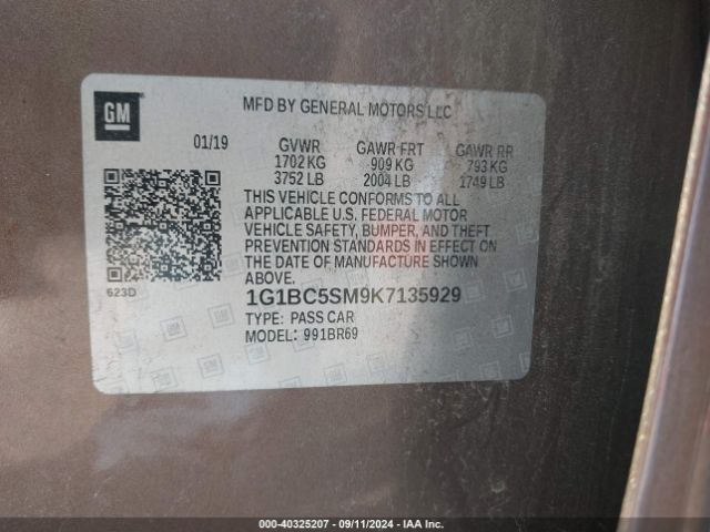 1G1BC5SM9K7135929 Chevrolet CRUZE LS