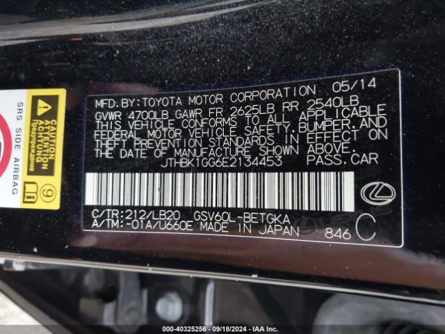 JTHBK1GG6E2134453 Lexus ES 350