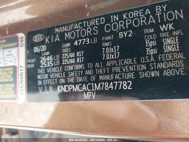 KIA Sportage Lx 2021 KNDPMCAC1M7847782 Image 9