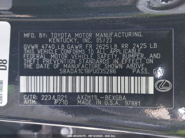 58ADA1C18PU035286 Lexus ES 300H
