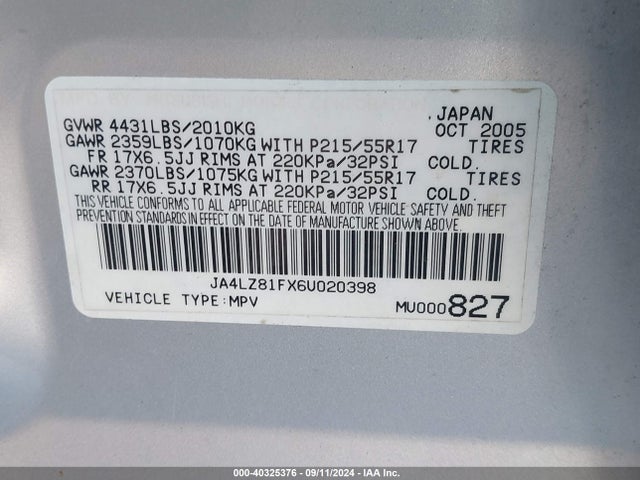 2006 MITSUBISHI OUTLANDER JA4LZ81FX6U020398 Photo 8
