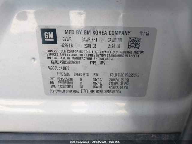 KL4CJASBXHB092307 Buick Encore Preferred
