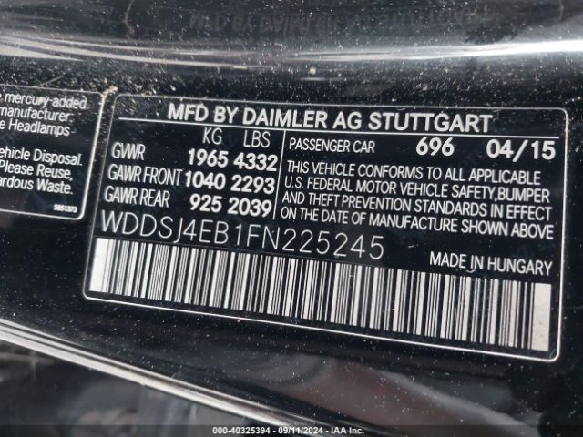 WDDSJ4EB1FN225245 Mercedes-Benz CLA 250