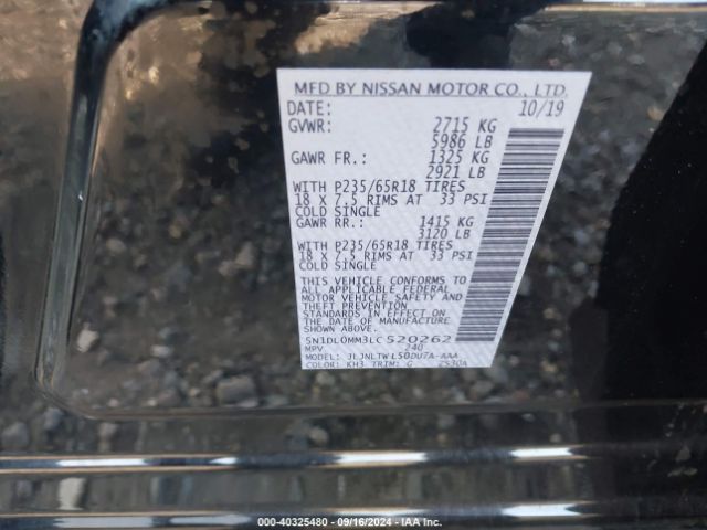 5N1DL0MM3LC520262 Infiniti Qx60 Luxe Awd