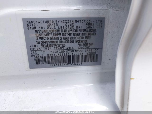 3N1AB8DV1PY231365 Nissan Sentra Sr Xtronic Cvt