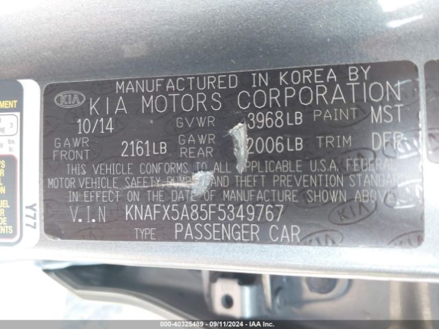 KNAFX5A85F5349767 KIA FORTE EX