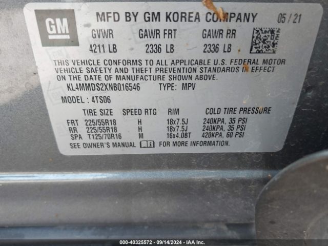 KL4MMDS2XNB016546 Buick Encore Gx Fwd Select
