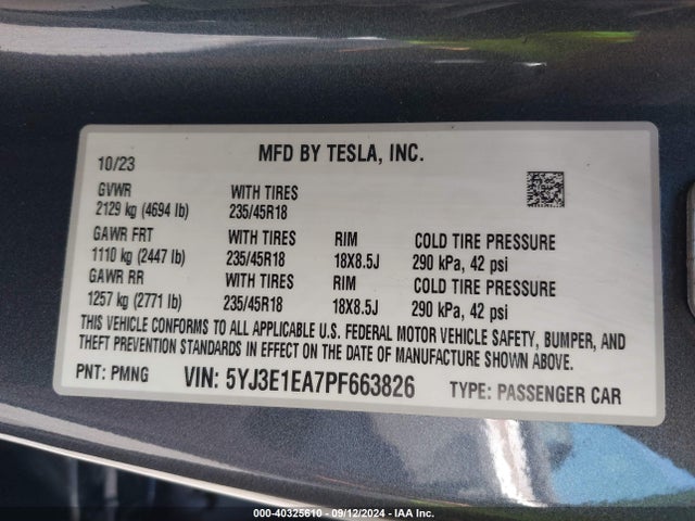 2023 TESLA MODEL 3 5YJ3E1EA7PF663826 Photo 8