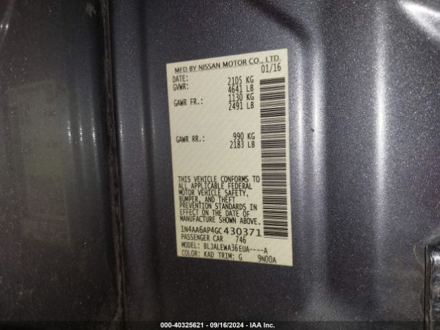 1N4AA6AP4GC430371 Nissan Maxima 3.5 Sl