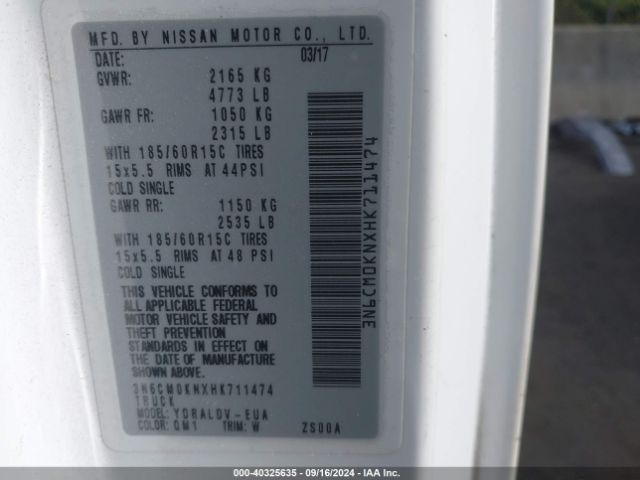 3N6CM0KNXHK711474 Nissan Nv200 S