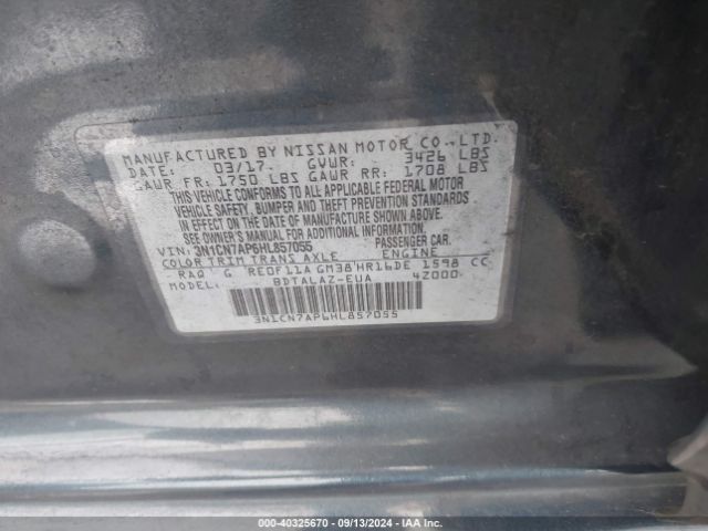 3N1CN7AP6HL857055 Nissan Versa 1.6 S+