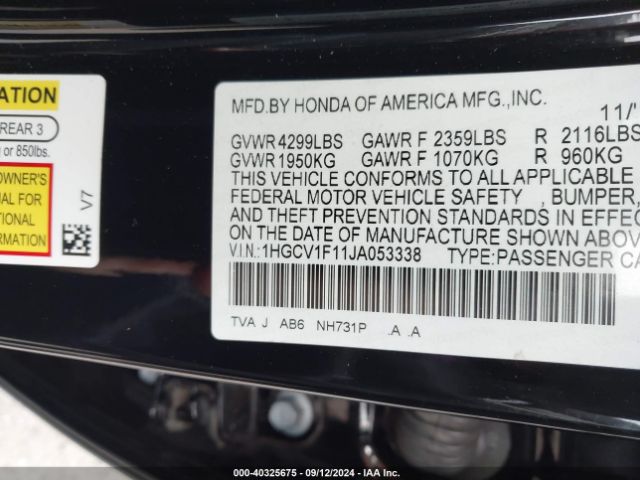 1HGCV1F11JA053338 Honda ACCORD LX